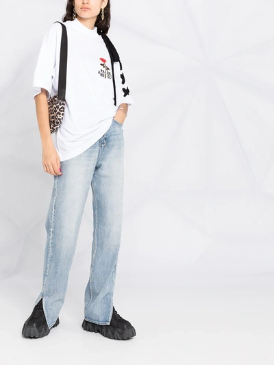 Palm Angels Logo Graphic Print Top In White
