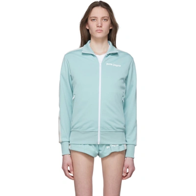 Palm Angels Zip Front Logo Track Jacket In Blue