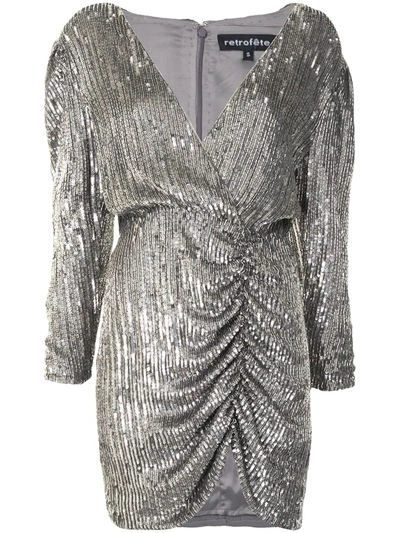 Retroféte Sequin-embellished Fitted Dress In Silver