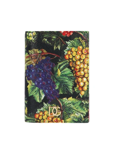 Dolce & Gabbana Grape Print Card Holder In Multicolour