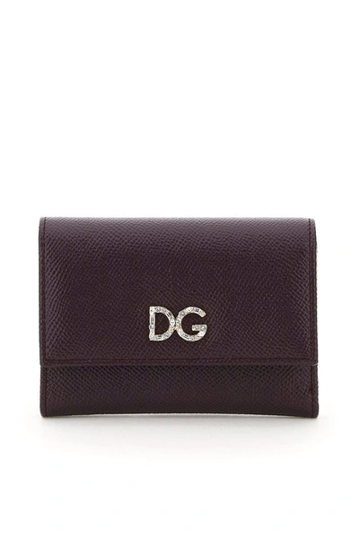 Dolce & Gabbana Logo Plaque Embellished Wallet In Purple