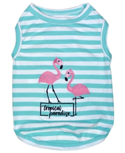 Parisian Pet Flamingos Dog T-shirt In Turquoise