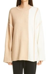 St John Stripe Wide Sleeve Cashmere & Silk Sweater In Cream