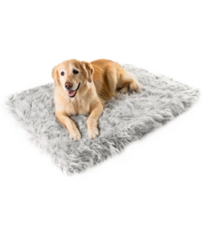 Paw Brands Puprug Faux Fur Orthopedic Dog Bed Rectangle Giant In Grey