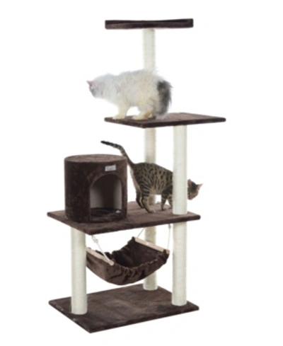 Gleepet Cat Tree With Condo And Hammock In Coffee Brown