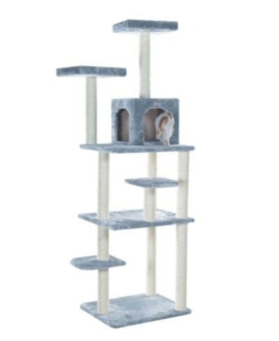 Gleepet 74-inch Real Wood Cat Tree With Seven Levels In Silver-tone And Gray