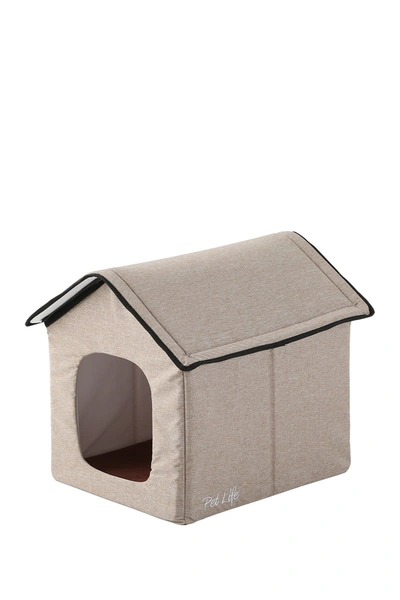 Pet Life "hush Puppy" Electronic Heating And Cooling Smart Collapsible Pet House In Beige