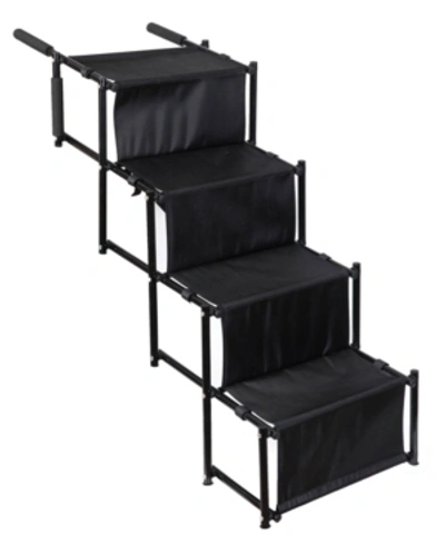 Pawsmark Adjustable 4 Steps Foldable Pet Stairs In Black