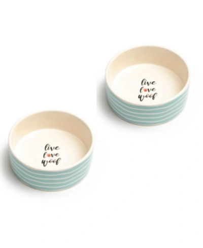Park Life Designs Sagres Medium 6.5" Pet Bowl, Set Of 2 In Turquoise