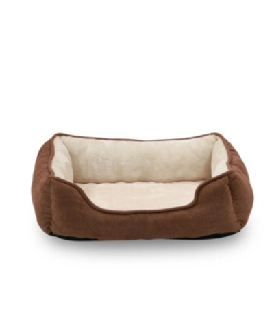 Happycare Textiles Orthopedic Rectangle Bolster Pet Bed, Super Soft Plush In Brown
