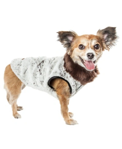 Pet Life Central Luxe 'purrlage' Pelage Fur Dog Coat Jacket In Gray