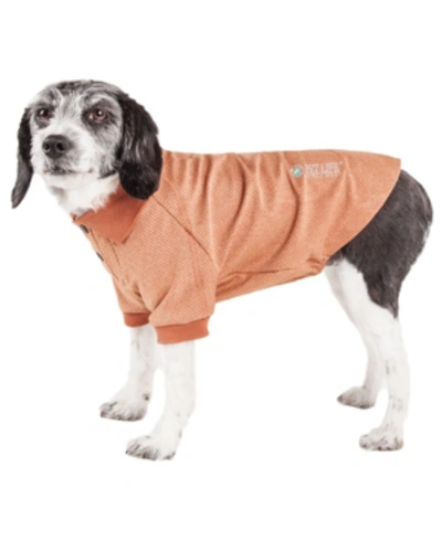 Pet Life Central Active 'fur-flexed' Relax Stretch Performance Dog Polo T-shirt In Brown