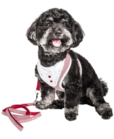 Pet Life Central Luxe 'spawling' Adjustable Dog Harness Leash With Fashion Bowtie In Red