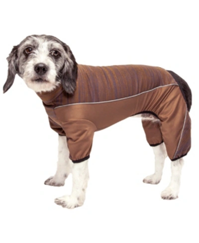 Pet Life Central Active 'chase Pacer' Performance Two Toned Full Body Warm Up In Brown