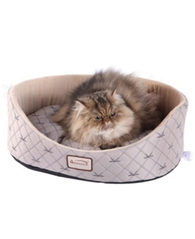 Armarkat Pet Dog And Cat Bed Round Oval Cuddle Nest Lounger In Silver