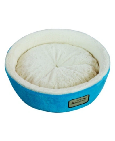 Armarkat 15" Soft Plush Round Dount Cat Beds And Dog Cuddler In Azure