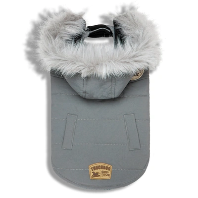 Touchdog 'eskimo-swag' Duck-down Parka Dog Coat Large In Grey