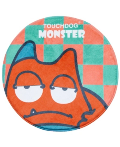 Touchdog Cartoon Monster Rounded Cat And Dog Mat In Orange-sleepy