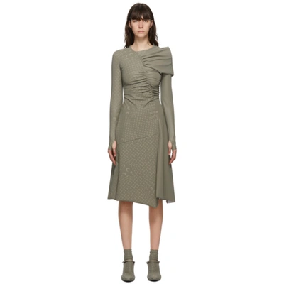 Marine Serre Reflective Stretch-jersey Midi Dress In Grey,green