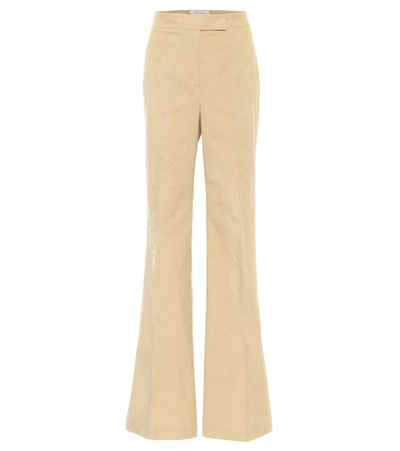 Gabriela Hearst Leda Flared Organic Cotton-corduroy Trousers In Beige