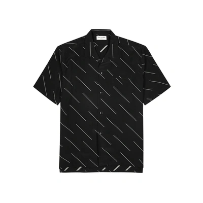 Saint Laurent Black Striped Silk Crepe De Chine Shirt