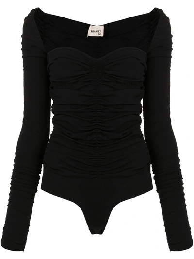 Khaite Deni Shirred Bodysuit In Black