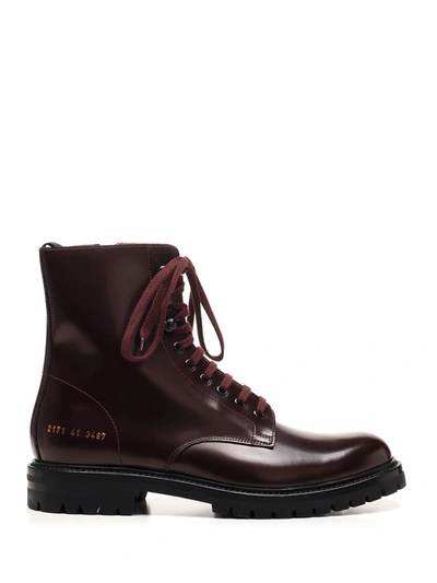 Common Projects Men's Burgundy Leather Ankle Boots