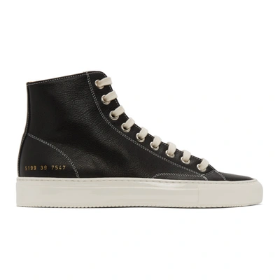 Common Projects Tournament High In Leather With Shiny Sole In Black