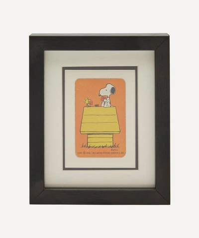 Vintage Playing Cards Snoopy Kennel Vintage Framed Playing Card In Yellow