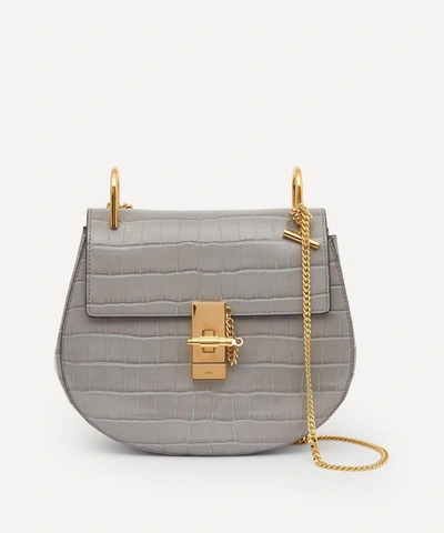 Chloé Drew Leather Shoulder Bag In Stormy Grey