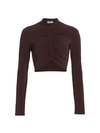 A.l.c Anne Ruched Cropped Top In Brown