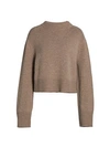Co Cropped Wool & Cashmere Boxy Crewneck Sweater In Taupe