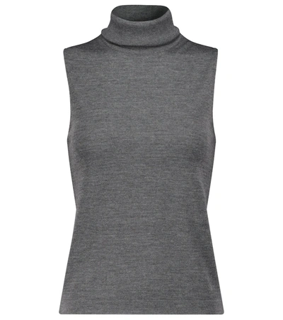 The Row Becca Roll-neck Sleeveless Cashmere-blend Sweater In Grey