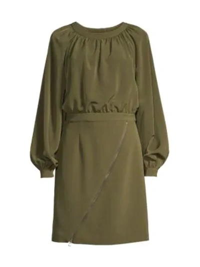 Toccin Crepe Layered Dress In Olive