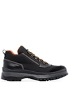 Prada Brixxen Mountain Lace-ups In Black,orange