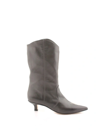 Pomme D'or Women's Grey Leather Ankle Boots