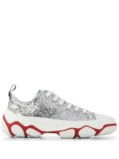 Red Valentino Redvalentino Glam Run Glittered Trainers In Silver