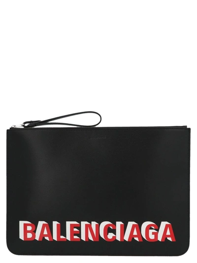 Balenciaga Leather Pouch In Black