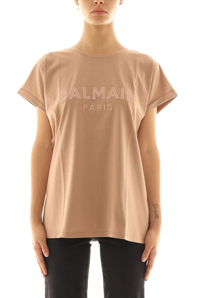 Balmain Women's Beige Cotton T-shirt