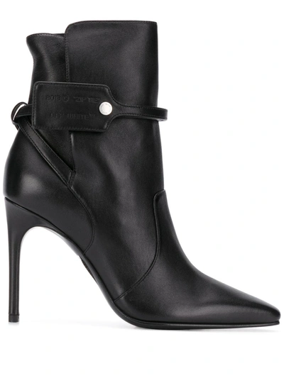 Off-white Square-toe Ankle Booties In Black