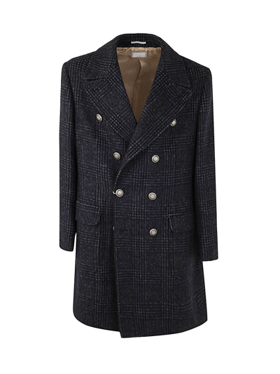 Brunello Cucinelli Double-breasted Short Coat In Blue