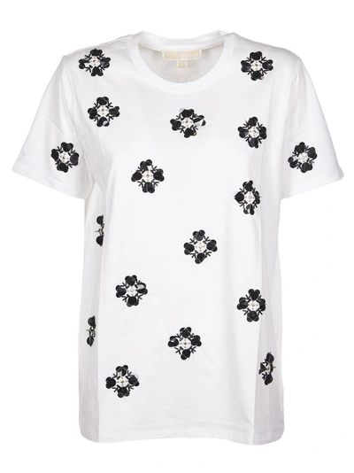 Michael Kors Women's Mu05mmp97j130 White Cotton T-shirt In Bianco