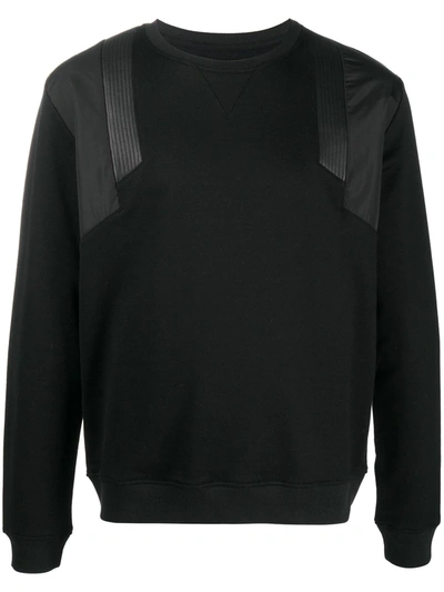 Les Hommes Panelled Crewneck Sweatshirt In Black