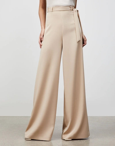 Lafayette 148 Luxe Stretch Crepe De Chine Jackson Wide-leg Pant In Latte