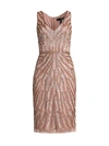 Aidan Mattox Sequin Beaded Cocktail Dress In Ice Pink
