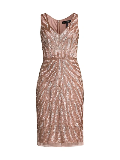 Aidan Mattox Sequin Beaded Cocktail Dress In Ice Pink