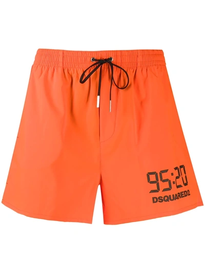 Dsquared2 Time Logo-print Swim Shorts In Orange