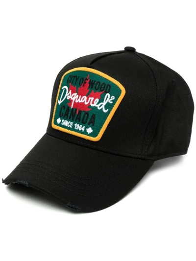 Dsquared2 Logo Patch Baseball Cap In Black