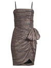 Rebecca Vallance Women's Bellagio Metallic Draped Mini Dress - Pink Metallic Stripe - Size 0