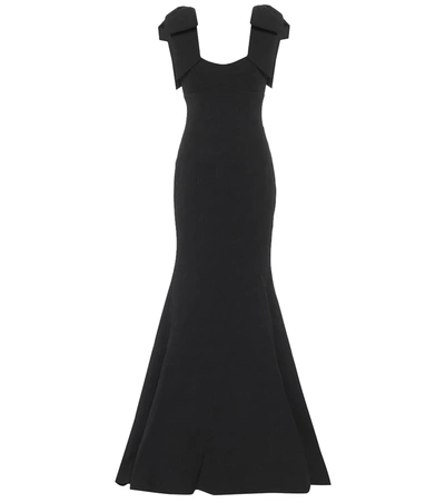 Rebecca Vallance Martini Bow-detailed Cloqué Gown In Black